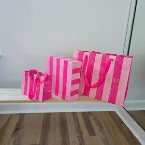 Victoria's Secret 1 Gift Box 2 Shopping Paper Bags Vintage Pink Striped